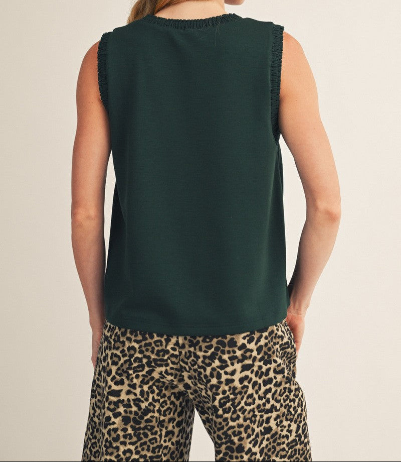 Smocked Edge Detail Casual Tank Top