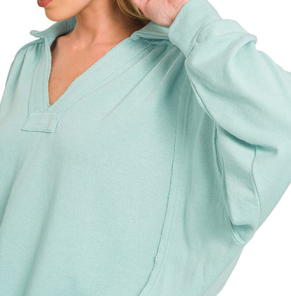 French Terry Collared Pullover - Brazos Avenue Market 