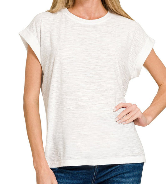 Slub Cuffed Sleeve Tee - Brazos Avenue Market 
