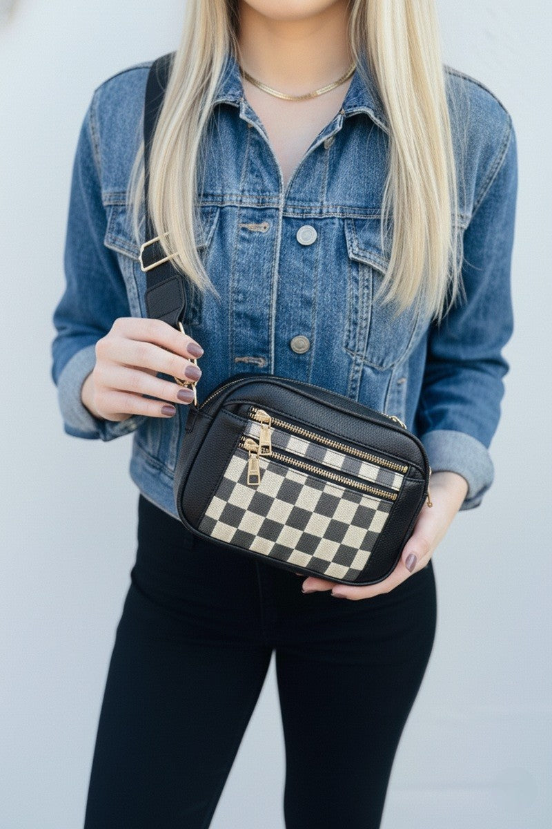 Checkered Crossbody Shoulder Bag - Brazos Avenue Market 