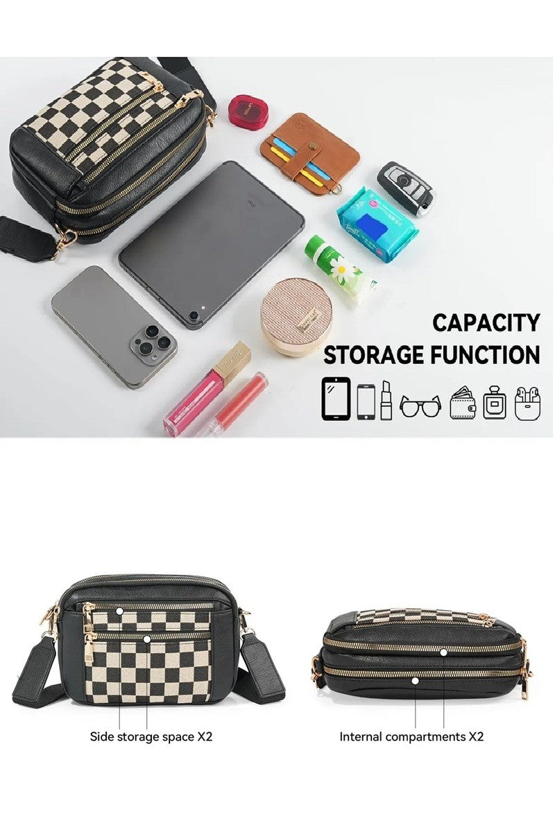 Checkered Crossbody Shoulder Bag - Brazos Avenue Market 