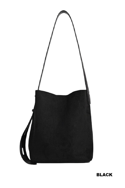 Microsuede Bucket Tote Bag