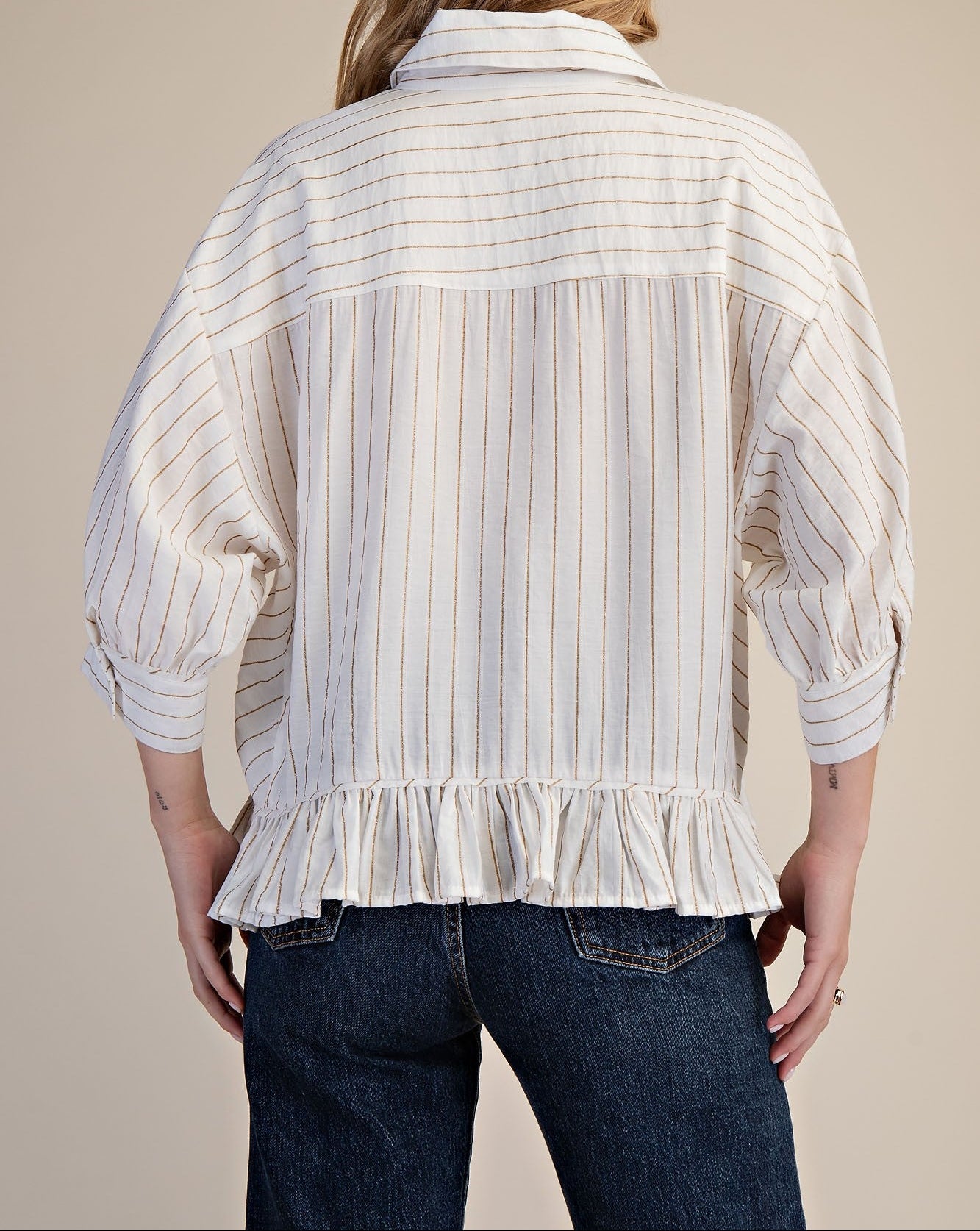 Ivory Stripe Top - Brazos Avenue Market 