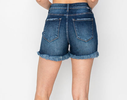 Risen Tummy Control High Rise Fray Hem Shorts
