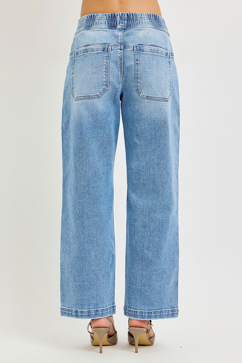 Risen Elastic Band Slouchy Cropped Baggy Patch Pockets - Brazos Avenue Market 