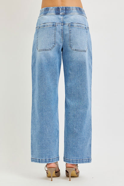Risen Elastic Band Slouchy Cropped Baggy Patch Pockets - Brazos Avenue Market 