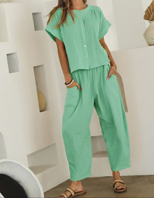 Cotton Gauze Relaxed Pull-on Pants