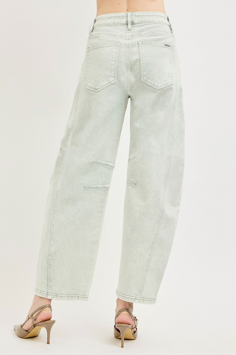Risen Slouchy Ankle Barrel Pants - Pistachio - Brazos Avenue Market 