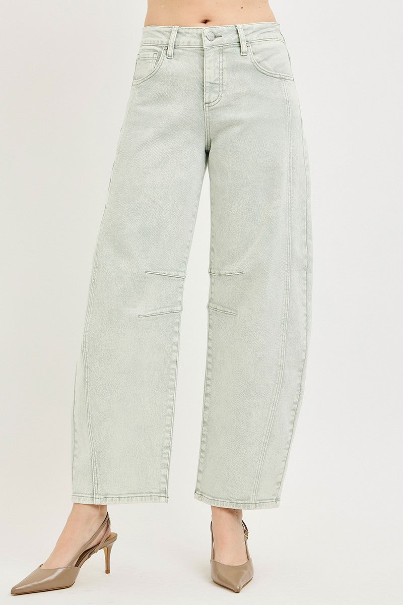 Risen Slouchy Ankle Barrel Pants - Pistachio - Brazos Avenue Market 