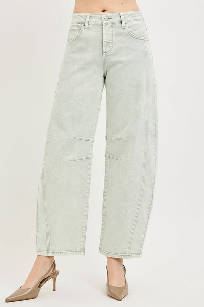 Risen Slouchy Ankle Barrel Pants - Pistachio - Brazos Avenue Market 