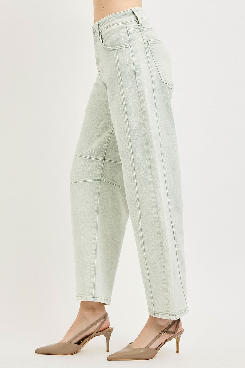 Risen Slouchy Ankle Barrel Pants - Pistachio - Brazos Avenue Market 