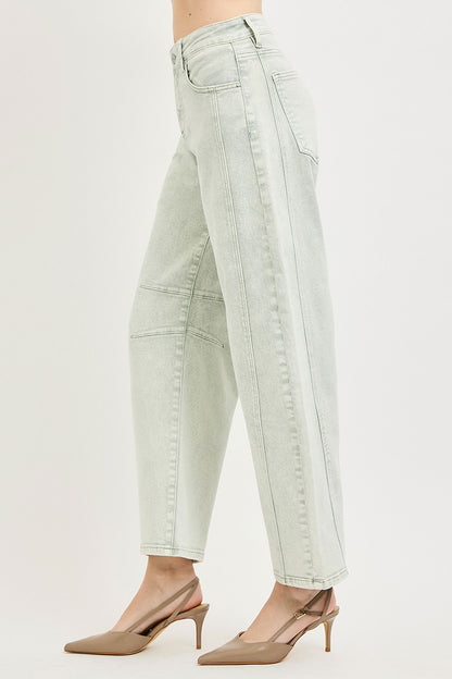 Risen Slouchy Ankle Barrel Pants - Pistachio - Brazos Avenue Market 
