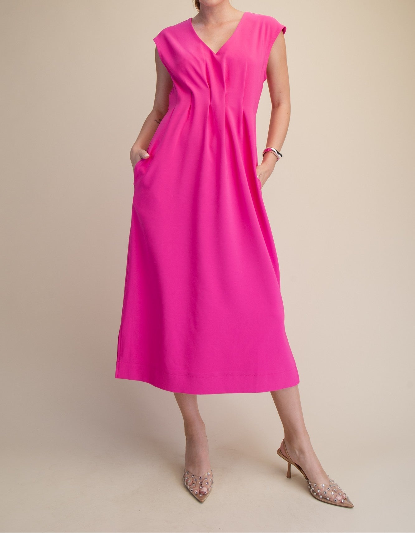 Pretty In Pink Midi Dress - Brazos Avenue Market 