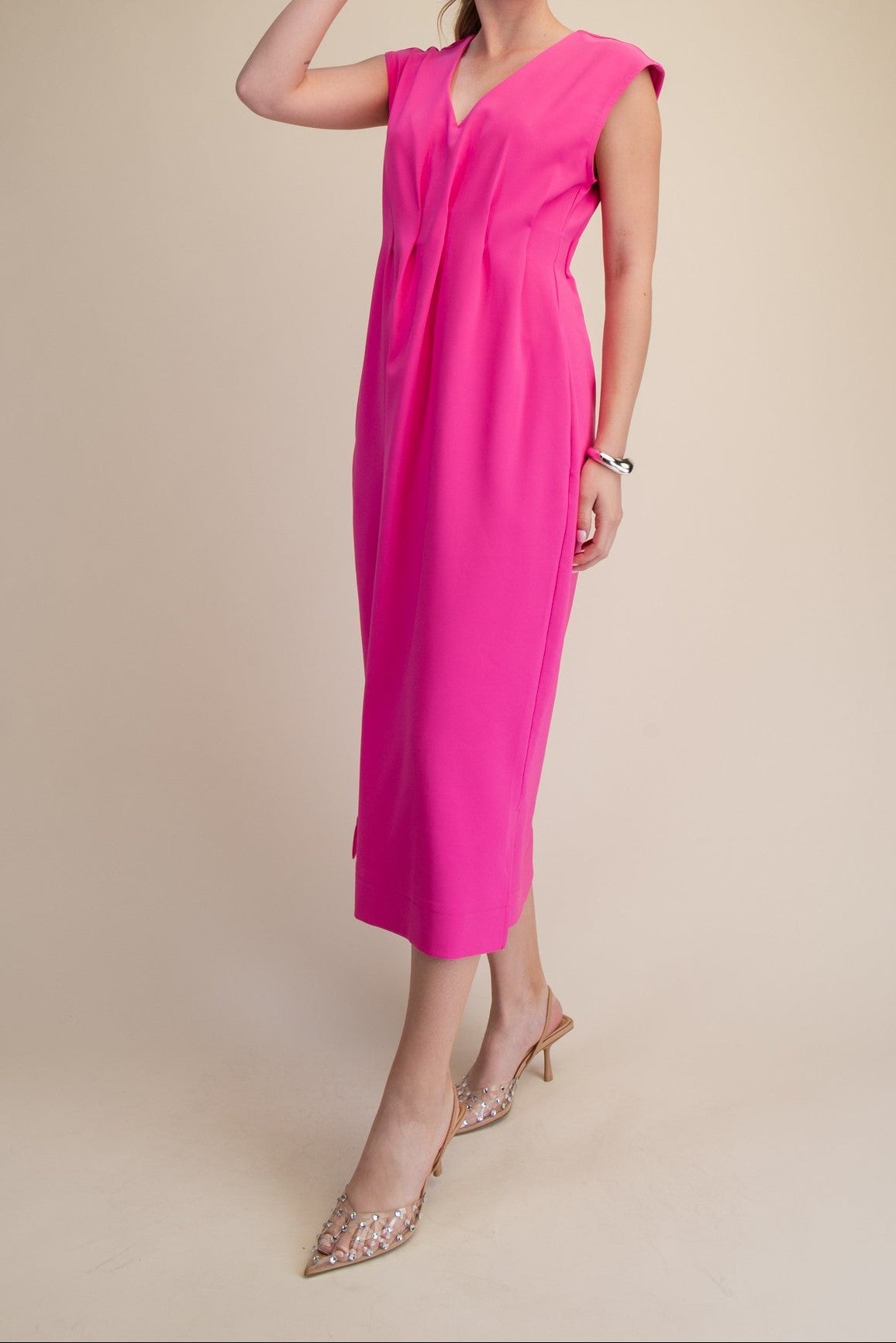 Pretty In Pink Midi Dress - Brazos Avenue Market 