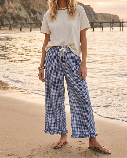 Checkered Gingham Fully Lined Pants