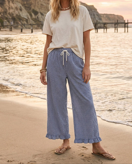 Checkered Gingham Fully Lined Pants