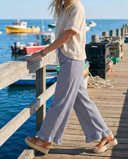 Checkered Gingham Fully Lined Pants