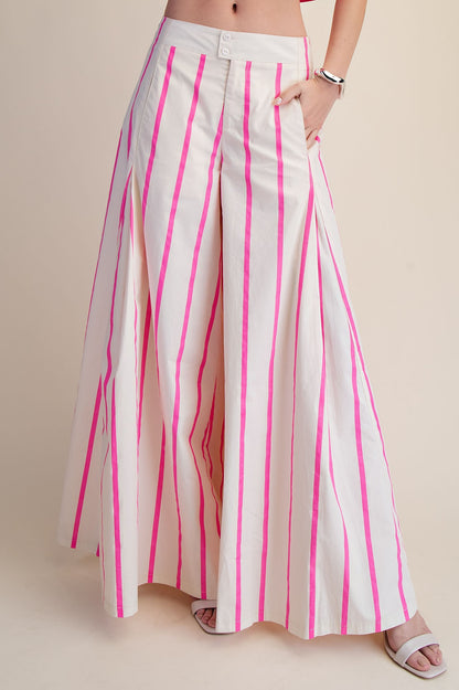 High Waist Wide-leg Pop Color Stripe Pants