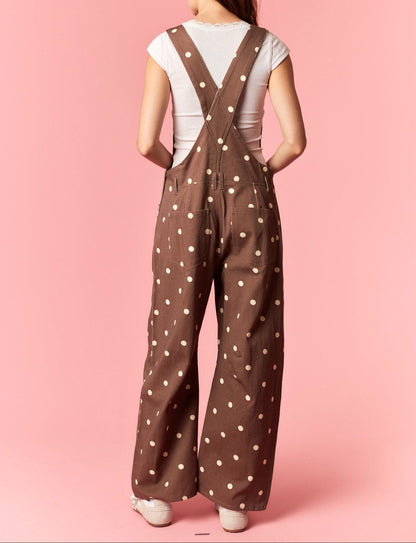 Polka Dot Printed Twill Overall - Brazos Avenue Market 