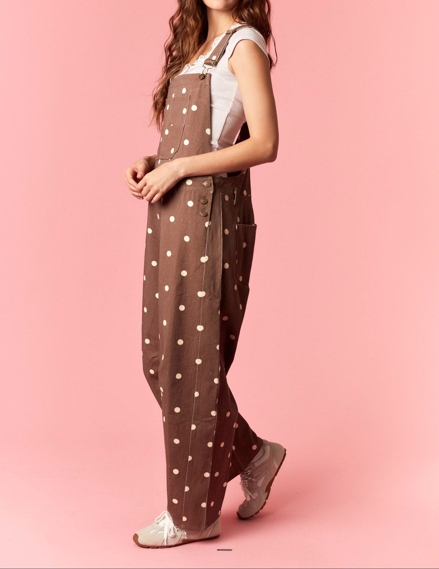 Polka Dot Printed Twill Overall - Brazos Avenue Market 