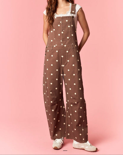 Polka Dot Printed Twill Overall - Brazos Avenue Market 