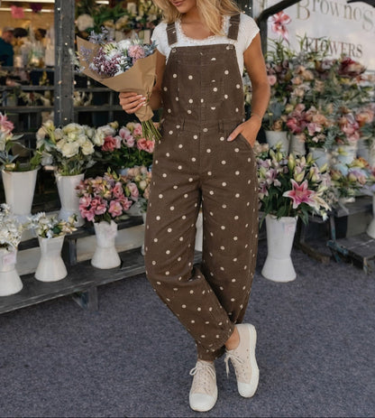 Polka Dot Printed Twill Overall - Brazos Avenue Market 