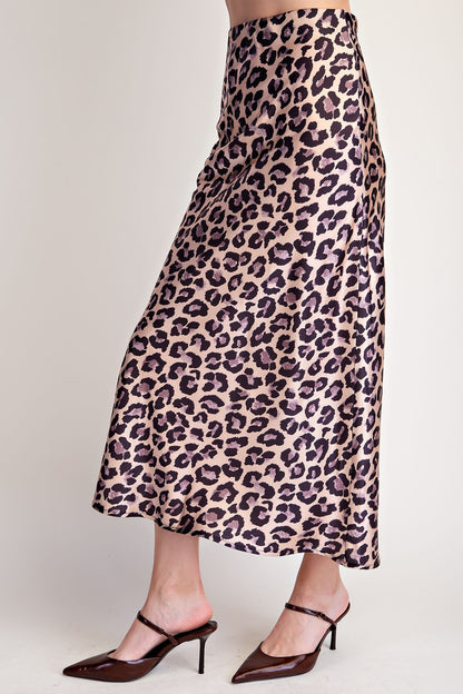 Animal Skirt High Waist Midi Length