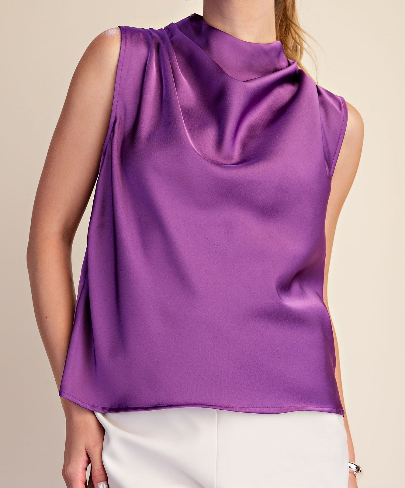 Mock-neck Sleeveless Top