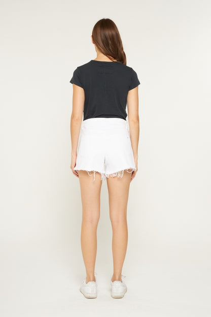 Mica Denim Super High Vintage Shorts With Raw Hem - Brazos Avenue Market 