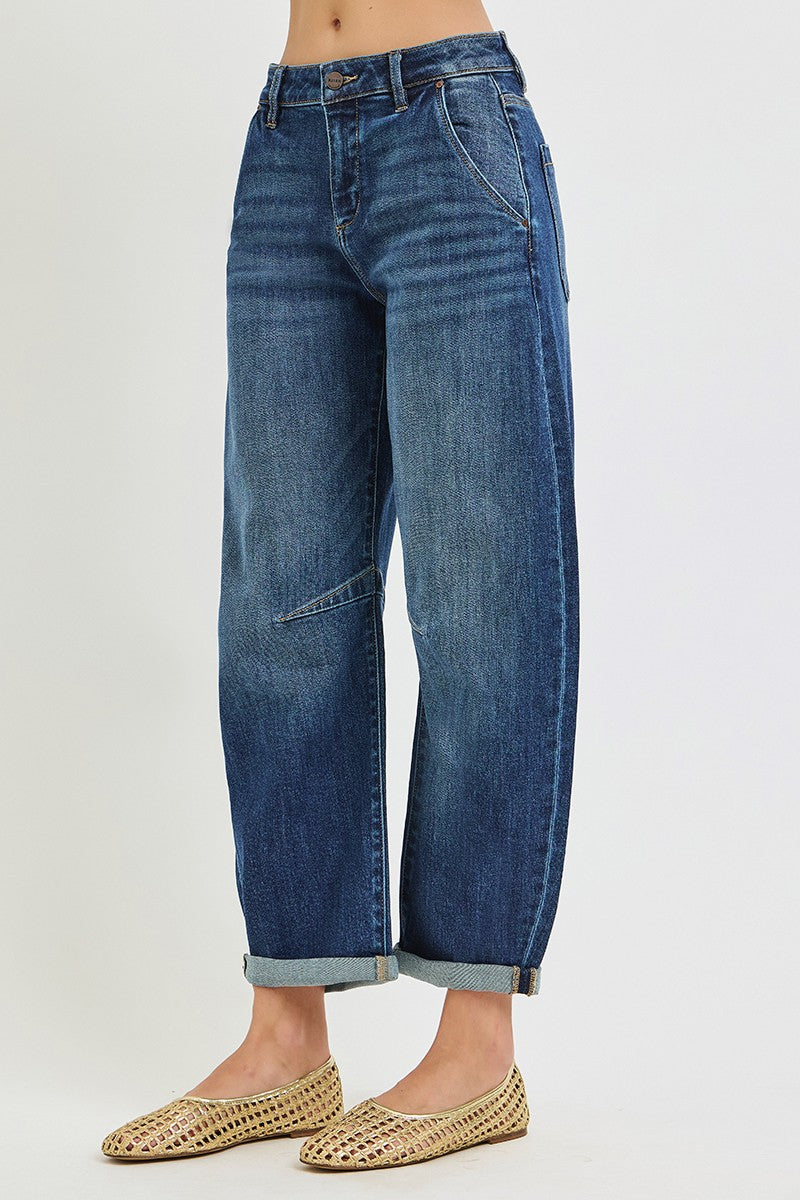 Risen Jeans - Slouchy Crop Barrel Cuffed Jeans
