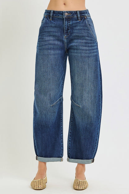 Risen Jeans - Slouchy Crop Barrel Cuffed Jeans