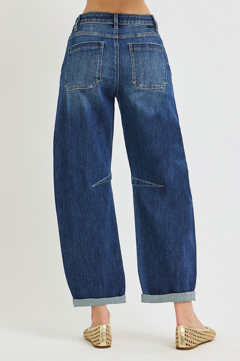 Risen Jeans - Slouchy Crop Barrel Cuffed Jeans