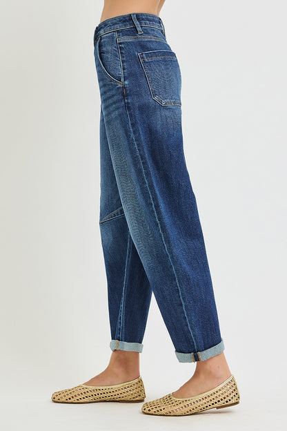 Risen Jeans - Slouchy Crop Barrel Cuffed Jeans