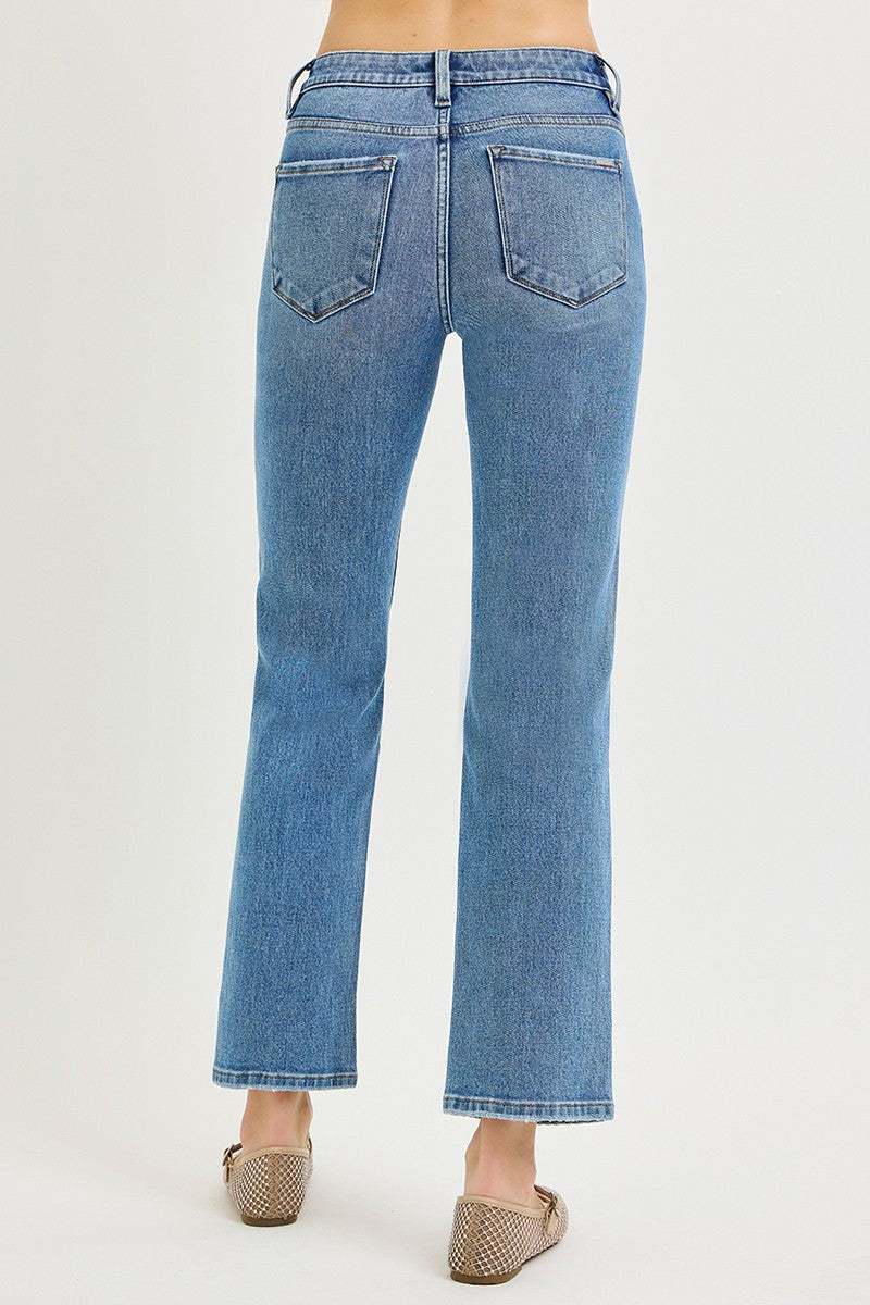 Risen Stretch Mid Rise Ankle Straight Jean
