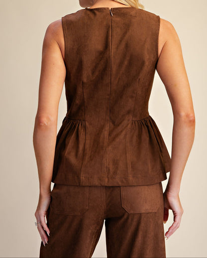 Round Neck Sleeveless Peplum Top