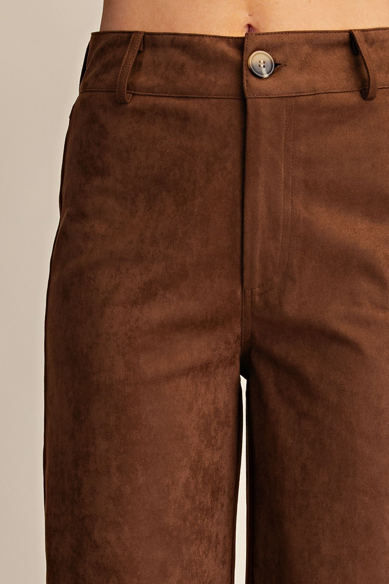Faux Suede High Waist Wide Crop Pants