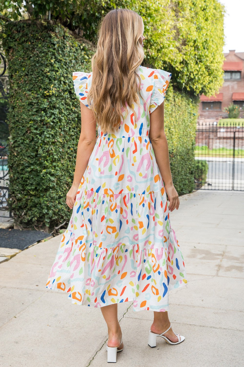 Abstract Print Tiered Maxi Dress