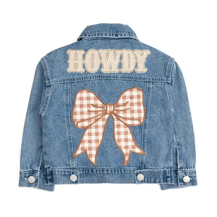 Howdy Gingham Bow Patch Denim Jacket - Brazos Avenue Market 