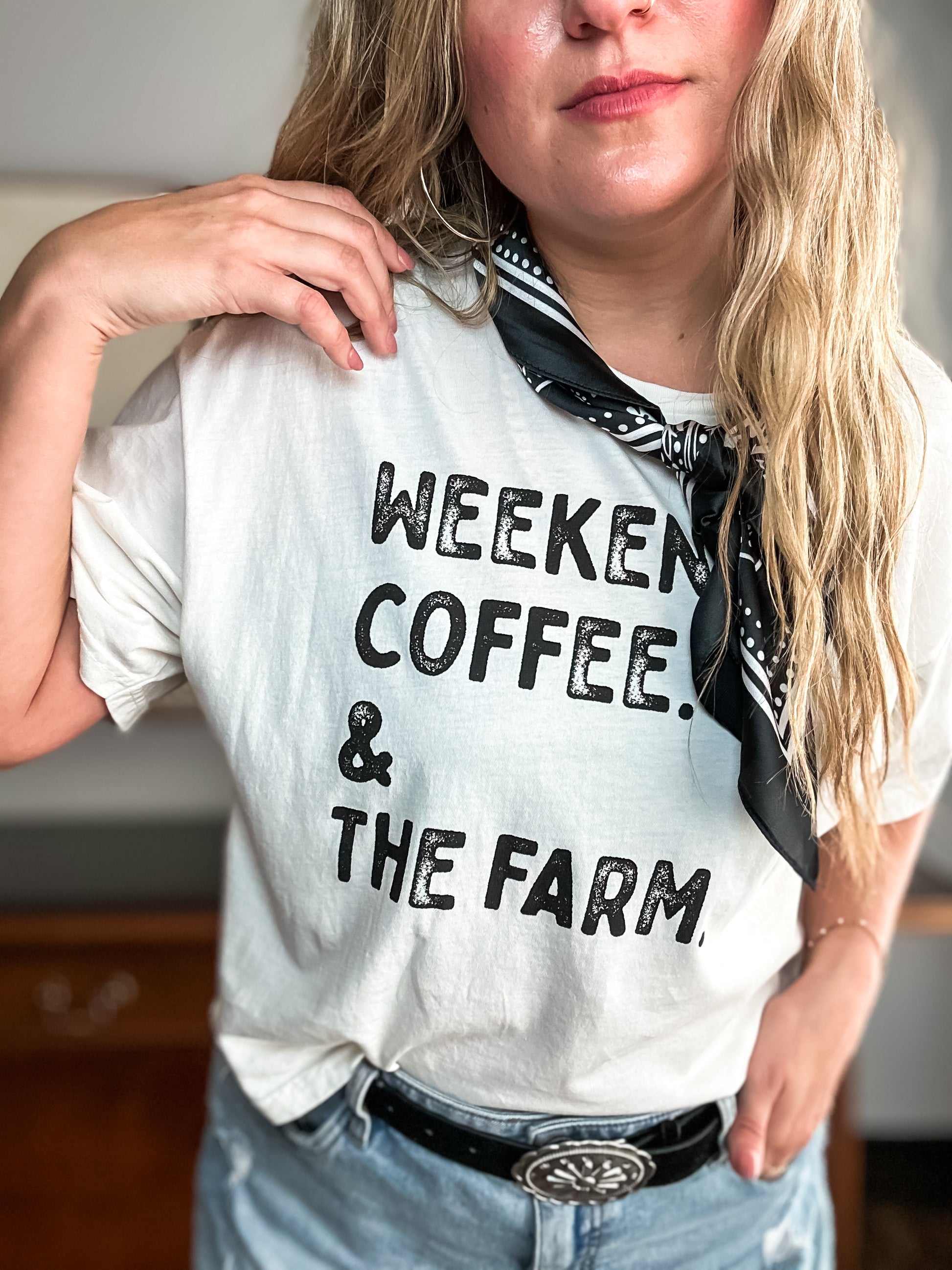 Weekends, Coffee, and the Farm Cropped Tee - Brazos Avenue Market 