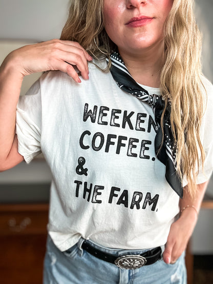 Weekends, Coffee, and the Farm Cropped Tee - Brazos Avenue Market 