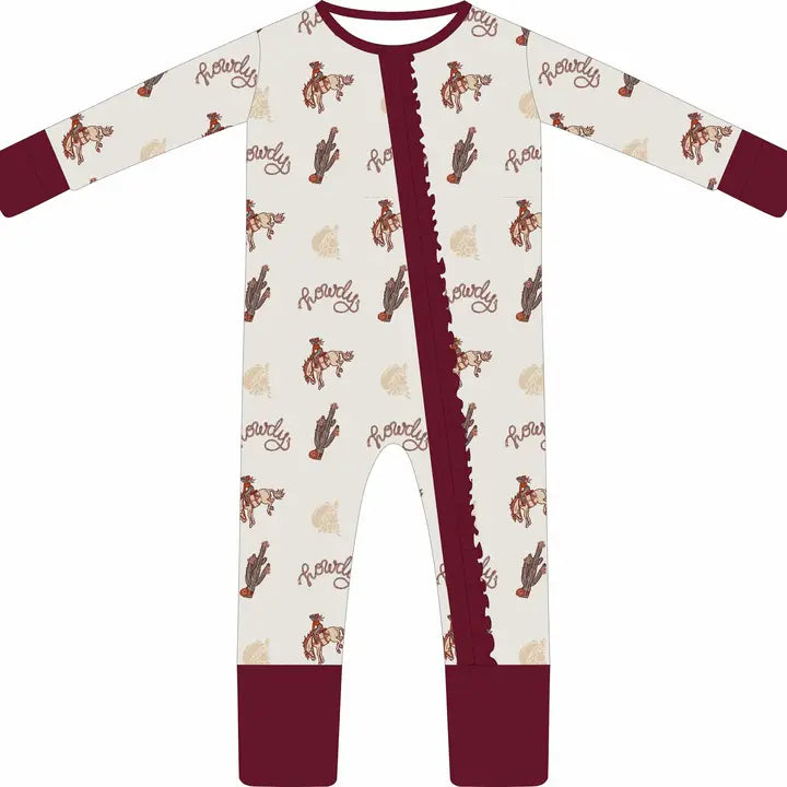 Howdy Cowgirl Convertible Two-Way Ruffled Zipper One Piece - Brazos Avenue Market 