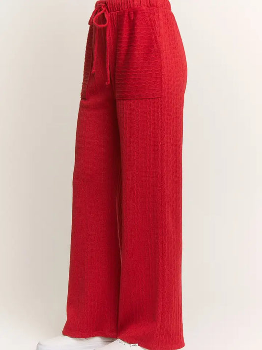 Red Jacquard Casual Pants