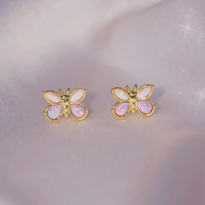 Butterfly Stud Earrings - Opal - Brazos Avenue Market 