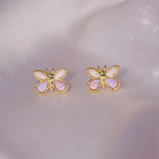 Butterfly Stud Earrings - Opal - Brazos Avenue Market 
