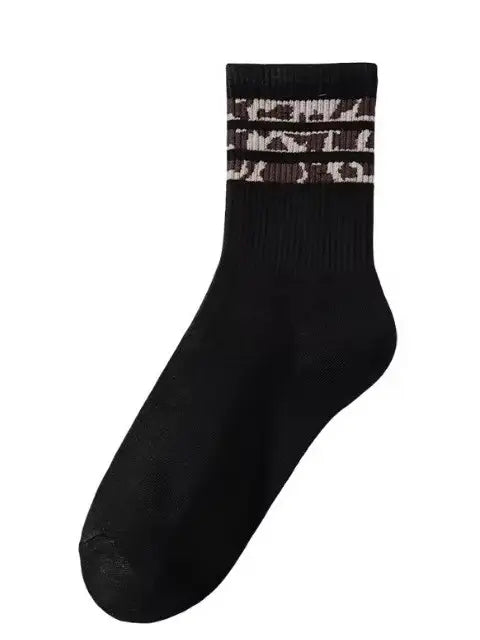 Woman Animal Leopard Half Crew Throwback Socks