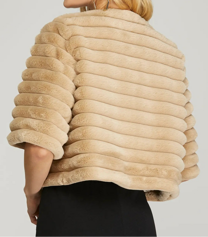 Half Sleeve Faux Fur Cropped Jacket - Brazos Avenue Market 