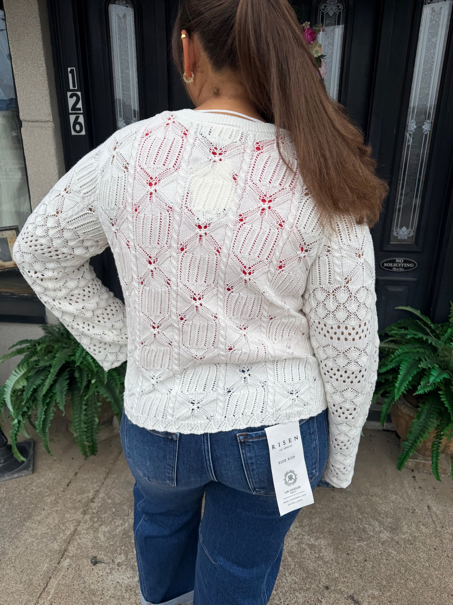 Ivory Knit Long Sleeve Cardigan - Brazos Avenue Market 