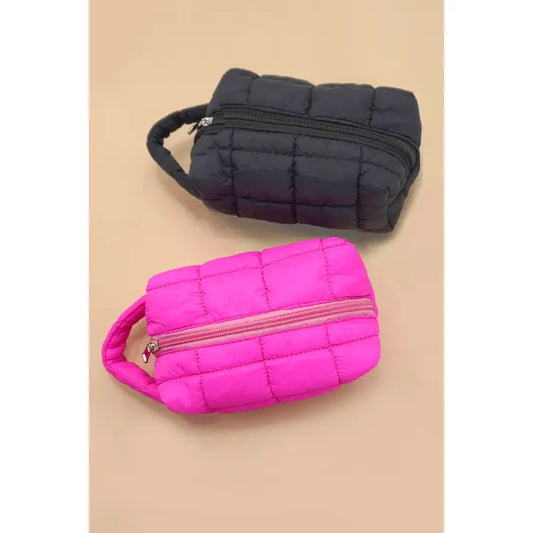Quilted Puffy Cosmetic Makeup Pouch