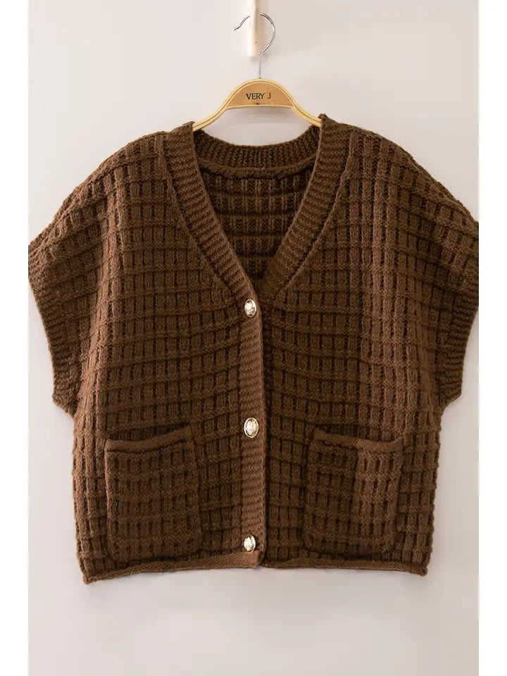 Waffle Texture Crop Cardigan