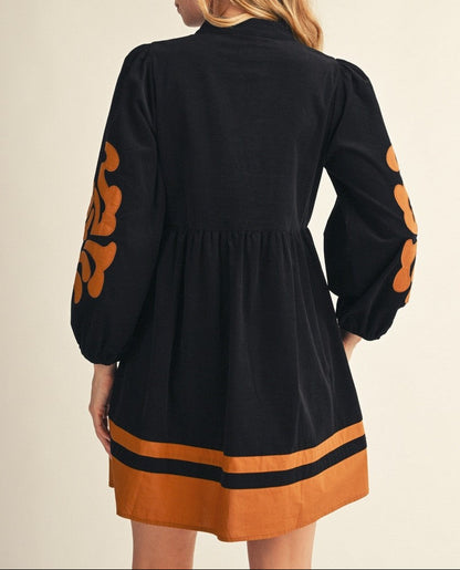 Applique Detail Corduroy Dress